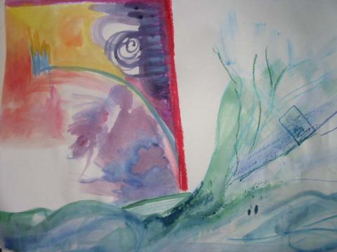 Emotional landscape Diptych (side 2), 2004, Oil Pastel and Watercolor on Paper,12”x 18”, Art By Caroline Z. Marcos