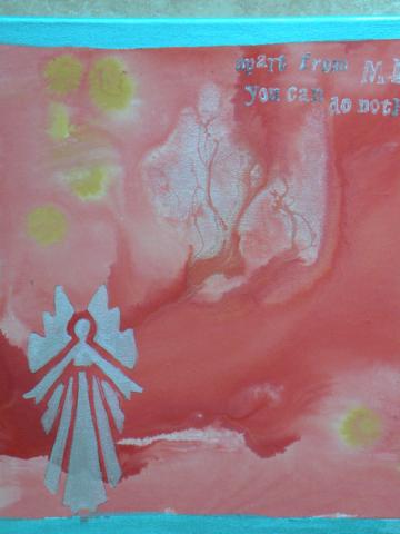 Apart from ME you can do nothing, 12"x12", Mixed Media: Watercolor, Acrylic Ink, Mica paint on Yes canvas, 2009, Art by Caroline Z. Marcos