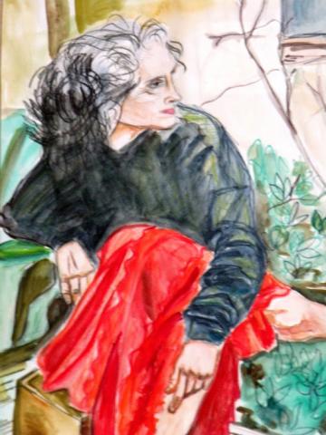 Daydreaming, 12"x18", Mixed Media: Watercolor and watercolor pencil on paper. 2010, Art by Caroline Z. Marcos