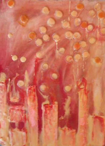 Untitled, 2009, 6"x9" Encaustic on canvas board, Art by Caroline Z. Marcos