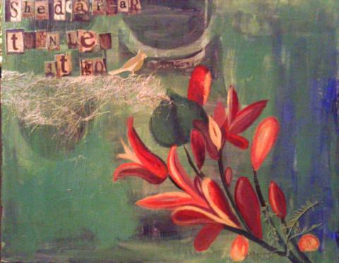 Shed a Tear Then Let it Go. Mixed Media: Acrylic Paint and Paper on Canvas. 16"x20", Art by Caroline Z. Marcos