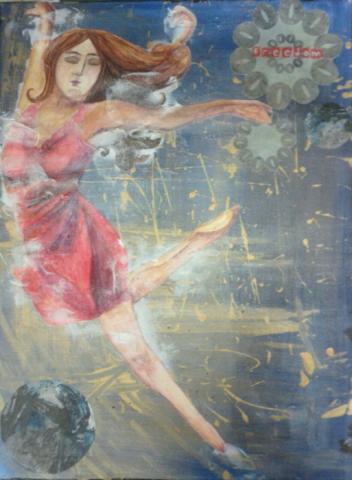 Freedom, 18"x24", Mixed Media; Acrylic, Paper, Derwent Inktense Pencils on Canvas. Art by Caroline Z. Marcos