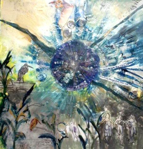 Psalm 119:18, Mixed Media Encaustic, 18"x18", 2011, Art by Caroline Z. Marcos