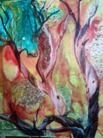 Psalm 147:3, "16x20" Mixed Media Acrylic and Mica Paint, Oil Pastel on Canvas, Art by Caroline Z. Marcos