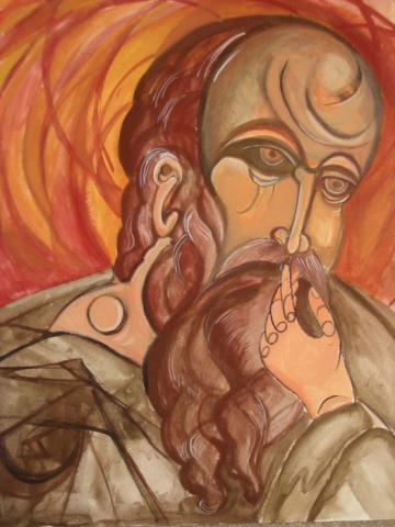 Byzantium Study, 2005, Egg Tempera on Paper, 12"x24", Art By Caroline Z. Marcos
