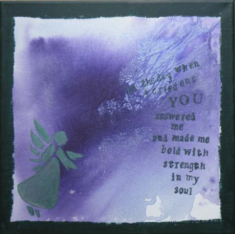 The day when I cried out, 2009, Mixed Media: Watercolor, ink, acrylic on Yes canvas, 12"x12", Art by Caroline Z. Marcos