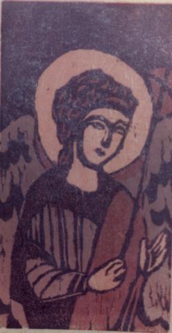 Archangel Michael, 2000, 1 of 28 Edition Varié, 3"x6", Art by Caroline Z. Marcos