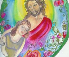 Be Still and Know, 2008, Water media on Paper and Ink, 8"x11", Art by Caroline Z. Marcos