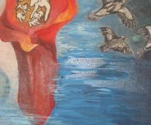 Dream, 2003, Mixed media on panel, 11"x12", Art by Caroline Z. Marcos