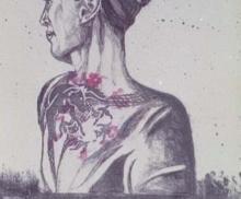 Memory II, 2001, Black and White Lithograph with “Chinochole”, 11'x14', Art by Caroline Z. Marcos