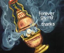 Forever Giving Thanks, 2008, Mixed Media: Acrylic Paint, metal, gold leave on panel, 12"x12", Art by Caroline Z. Marcos