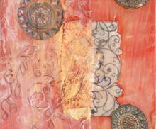 Untitled, 2009, Mixed Media collage, Encaustic on board, 6"x9", Art by Caroline Z. Marcos