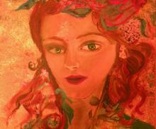 Untitled, 18"x24", Mixed Media: Acrylic paint, Paper, ink on Canvas, 2010. Art by Caroline Z. Marcos