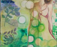 I am the Lord's and His mine, 2014, 11"x14" Mixed Media: watercolor, paper,tule,acrylic, Derwent inktense pencils on aquabord.