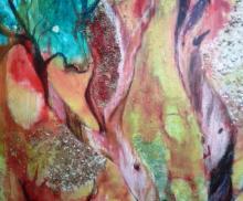 Psalm 147:3, "16x20" Mixed Media Acrylic and Mica Paint, Oil Pastel on Canvas, Art by Caroline Z. Marcos