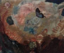 Joyful in hope, summer 2011; mixed media encaustic collage, Art by Caroline Z. Marcos
