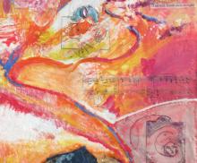 O My Soul March on in Strength, 2009, Encaustic Paint on Panel with collage, 16 1/2'x 11 1/2", Art by Caroline Z. Marcos